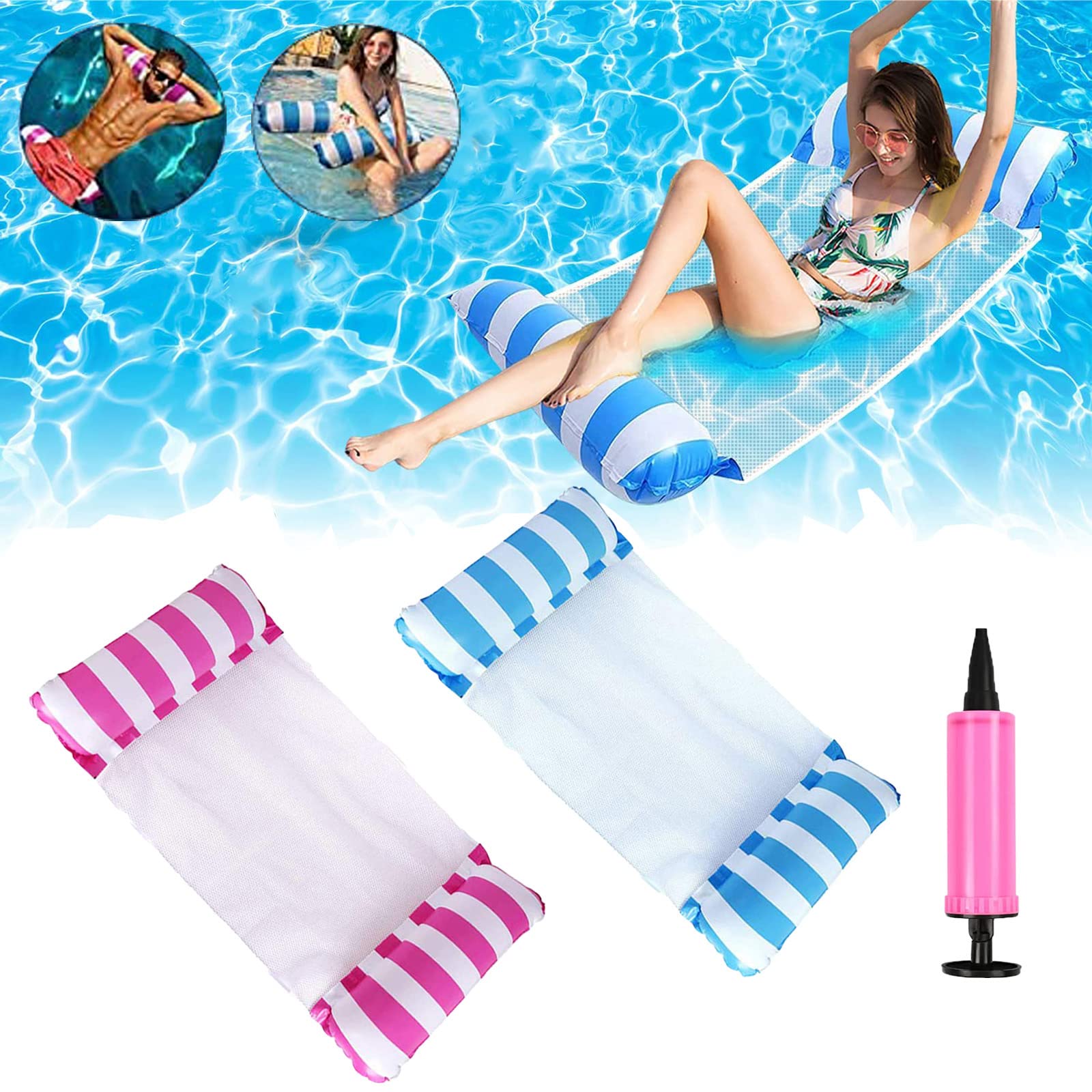 Hamaca Flotante Inflable Para Piscina Para Adultos, 2 Piezas