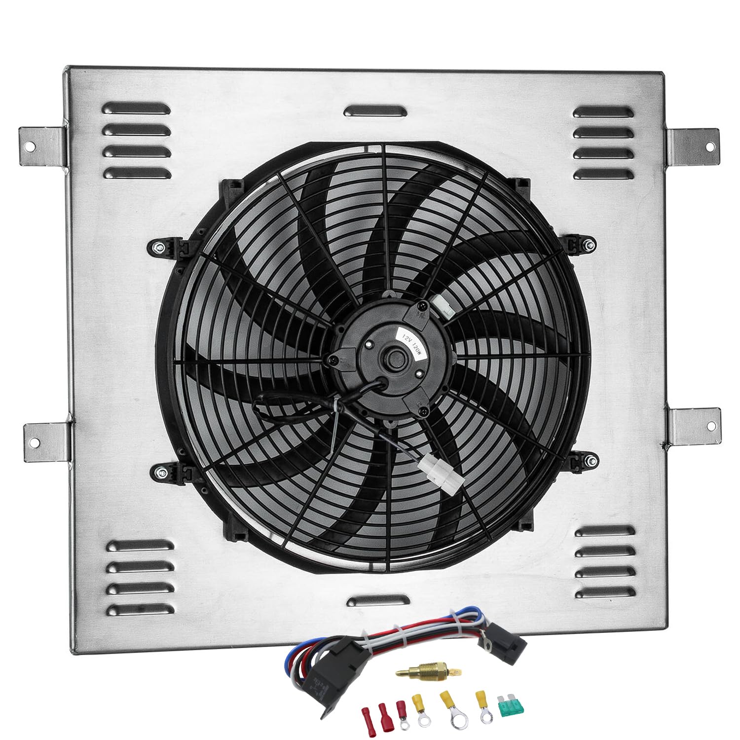 Aluminum Radiator Shroud Fan for 1999 2000 Jeep Grand Cherokee 4.7L V8 Automotive Replacement Shroud Fan Relay Kit