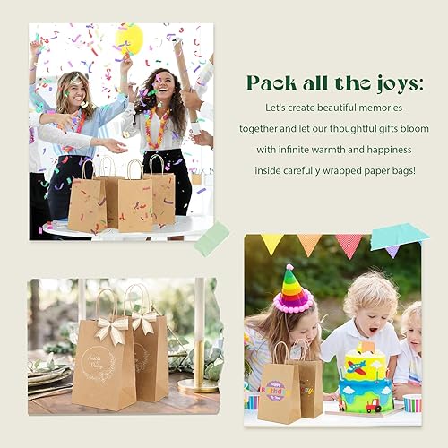 Miniatura 94 de MESHA Bolsas de papel grandes de 10 x 5 x 13 pulgadas, bolsas de papel kraft para compras con asas, paquete de 50 bolsas de regalo grandes, bolsas