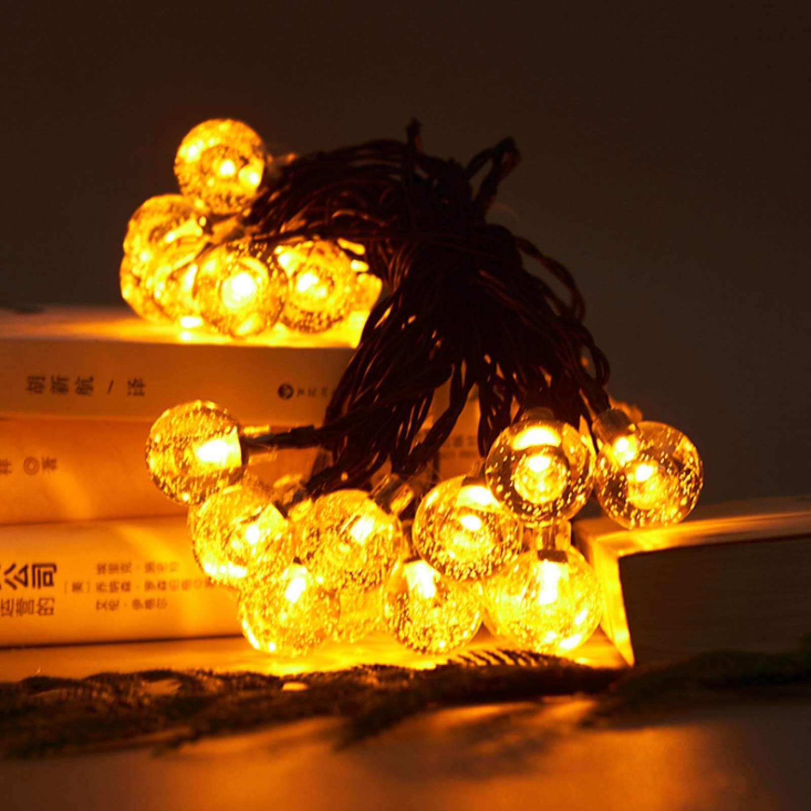 Światła łańcuchowe, LED na zewnątrz wewnątrz solarne 2,5 cm światło zewnętrzne 9,5 m 50 LED (2 funkcje) ogród dziedziniec balkon dekoracyjne sferyczne łańcuch świetlny A