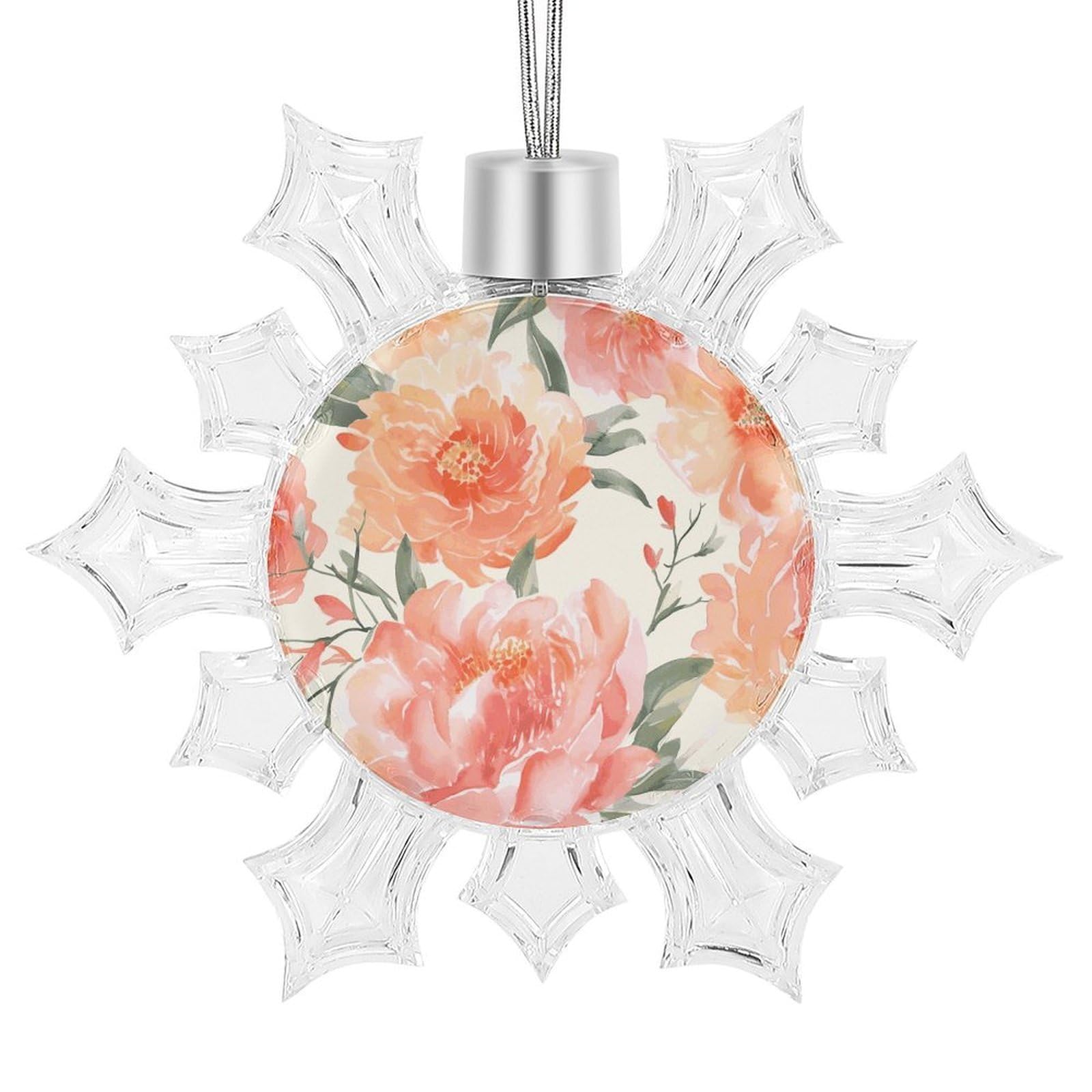 Peach Peony Snowflake Decorations, Winter Snowflake Ornaments Christmas Party Decorations Christmas Tree Decorations for Xmas Tree Winter New Year Party Supplies