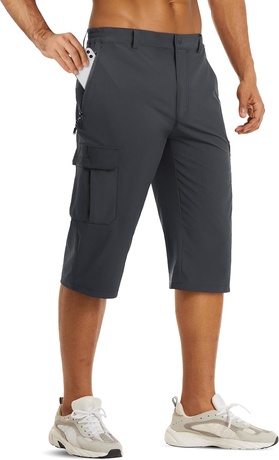 TACVASEN Men’s Capri Pants Cargo Long Shorts Quick Dry Lightweight 3/4 Pants Below Knee Summer Hiking Work