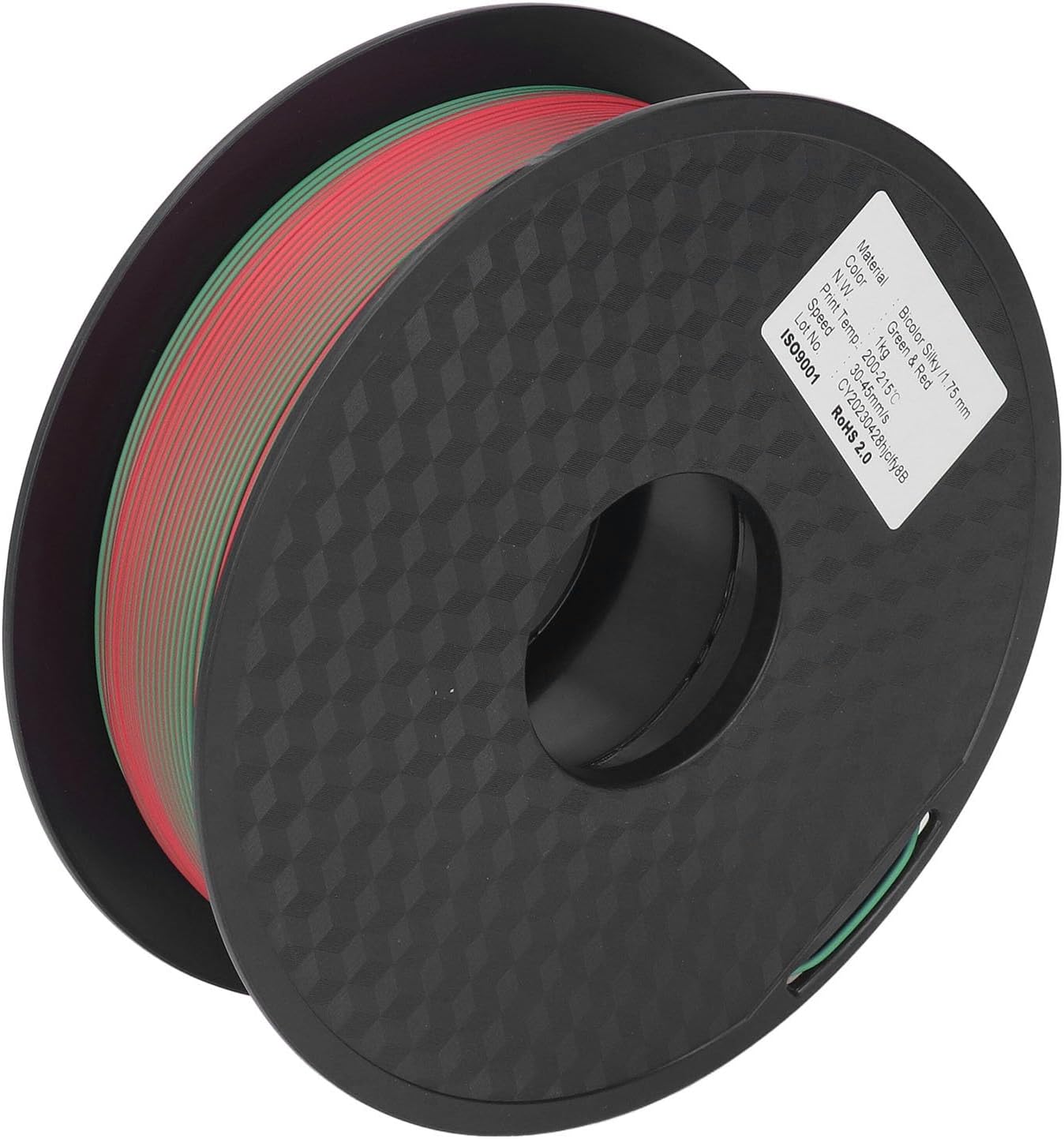 Jeanoko PLA Filament 1.75mm Dual Color Shiny 3D Printing Consumables for 3D Printers, Stable Printing for DIYers and ProfessionalsGreen, Red