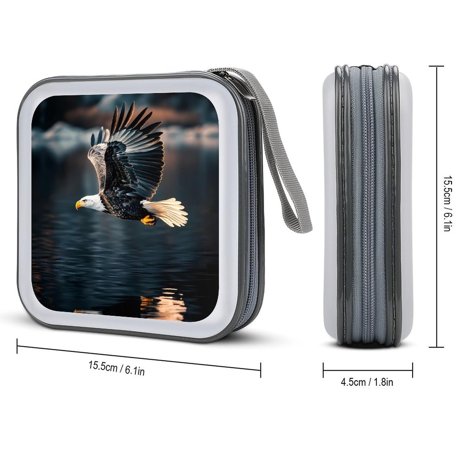 Ea-gle's Flying Lake CD Case Plastic DVD Case Holder Wallet Disc Storage Organizer for Car Travel