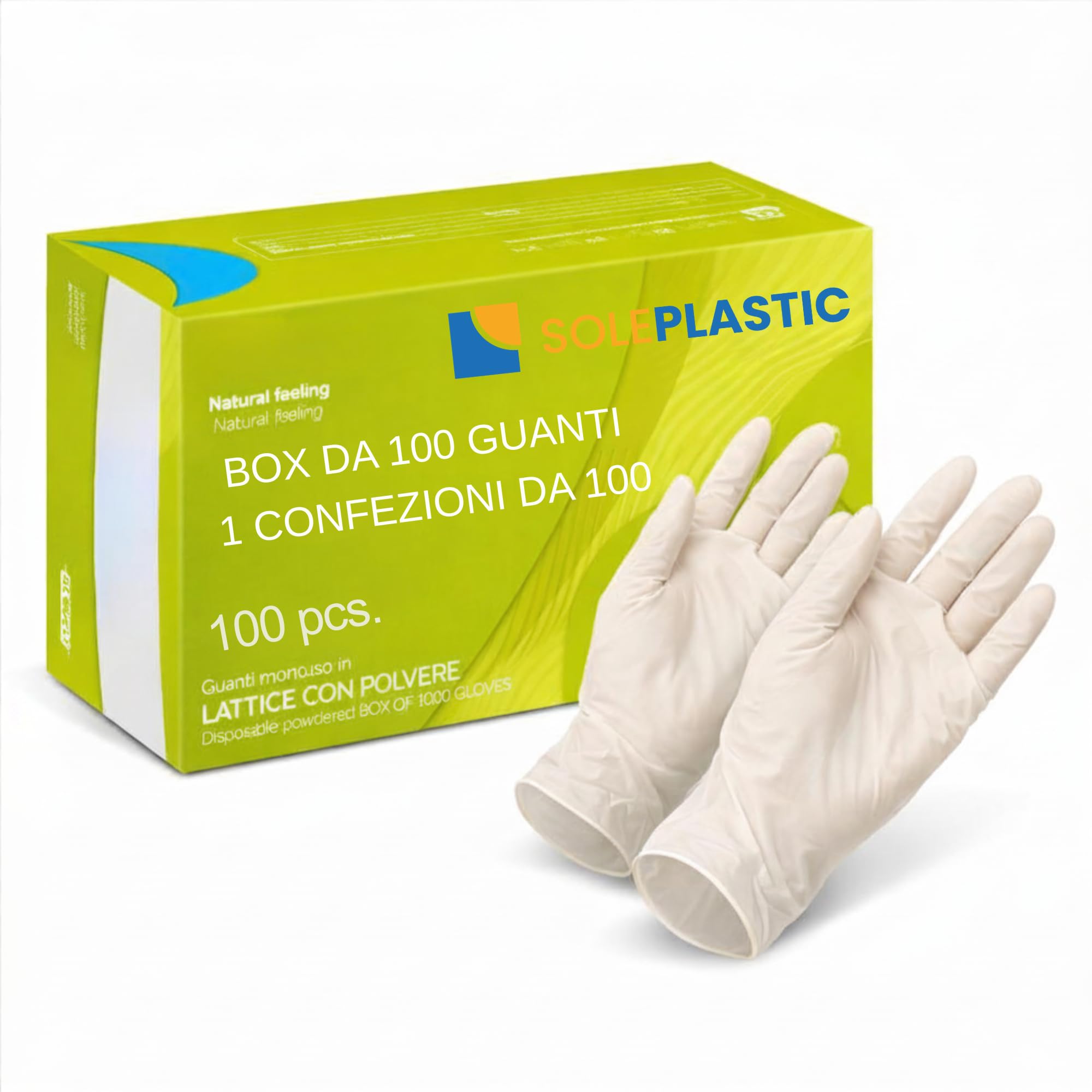 100 Guanti Monouso Sterili (TAGLIA XL) - 1 Confezione da 100 - Leggermente Talcati - Guanti LATTICE ad ALTA SENSIBILITA' e ELASTICITA' per Alimenti, Uso Medico, Cucina, Giardinaggio e Non Solo
