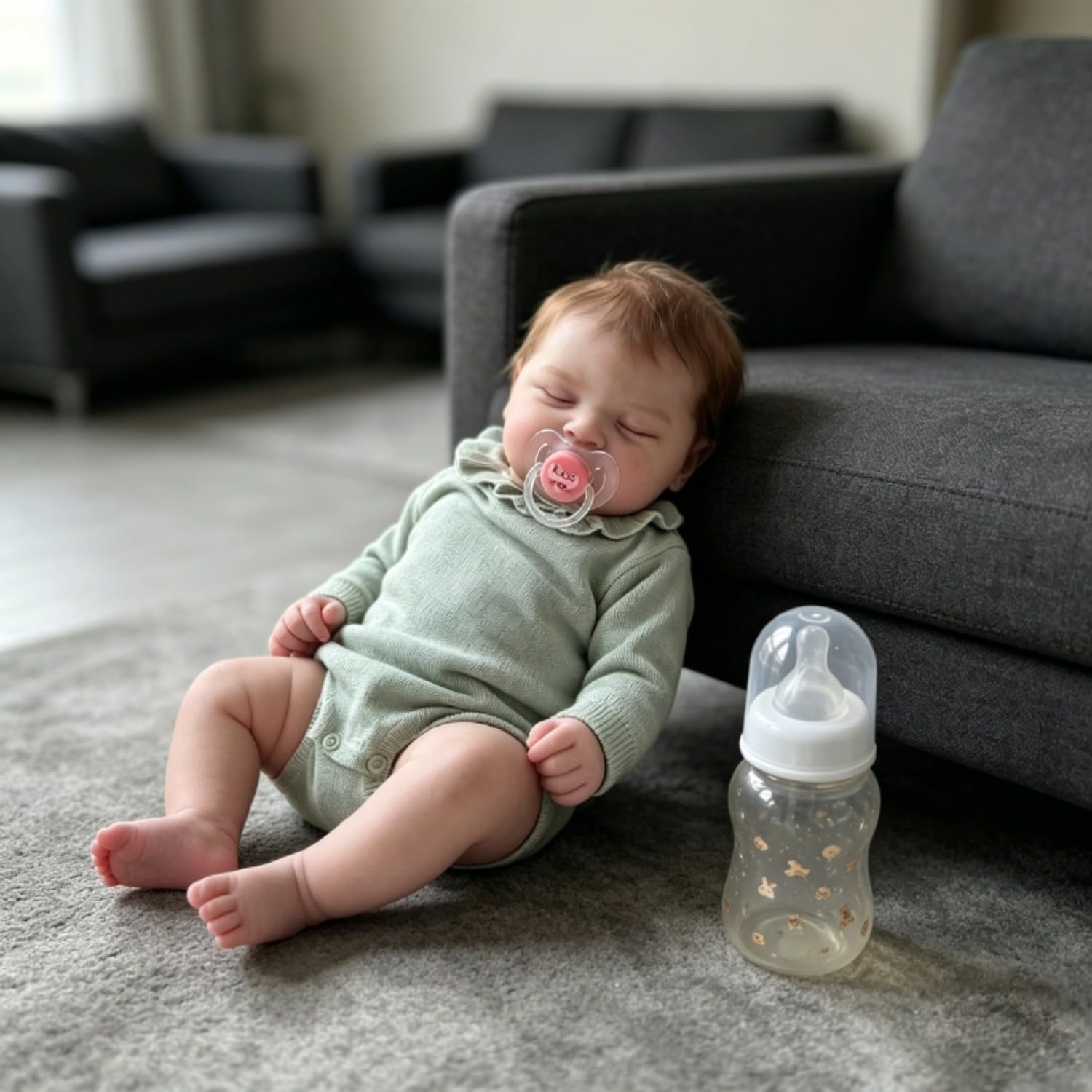 Lonian Reborn-Baby Bambole 20 Pollici Realistico Bambole pieno Panno Corpo Ragazze Realistico Dormire Neonato con Abiti Verdi Occhi Chiusi