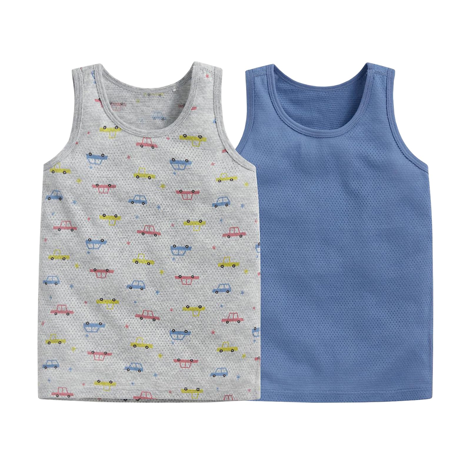 WATOCHE 2-Pack Boys T-Shirts 100% Cotton Mesh Panels Breathable Summer Tees for Toddler 2-6 Years