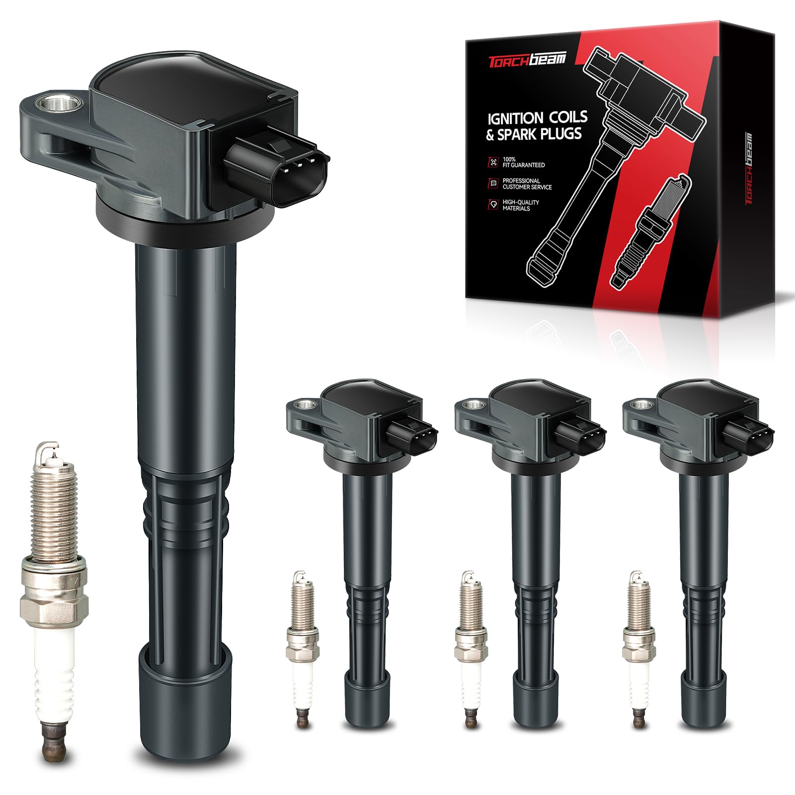 Photo 1 of Torchbeam Set of 4 UF629 Ignition Coils Packs and Double Iridium Spark Plugs Fit for 2009 2010 2011 2012 2013 2014 Acura TSX 2.4L L4 Replacement for UF-629 97390 30520RL5A01 5C1683 97390 GN10369