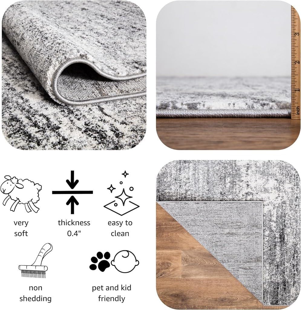 Keen Home Design Area Rugs - 48"x72" Non-Shedding, Thick Pile Abstract Rugs for Kitchen, Living Room, Bedroom, Dining Room, Entryway - Size: 4' x 6', Abstract Cream/Grey