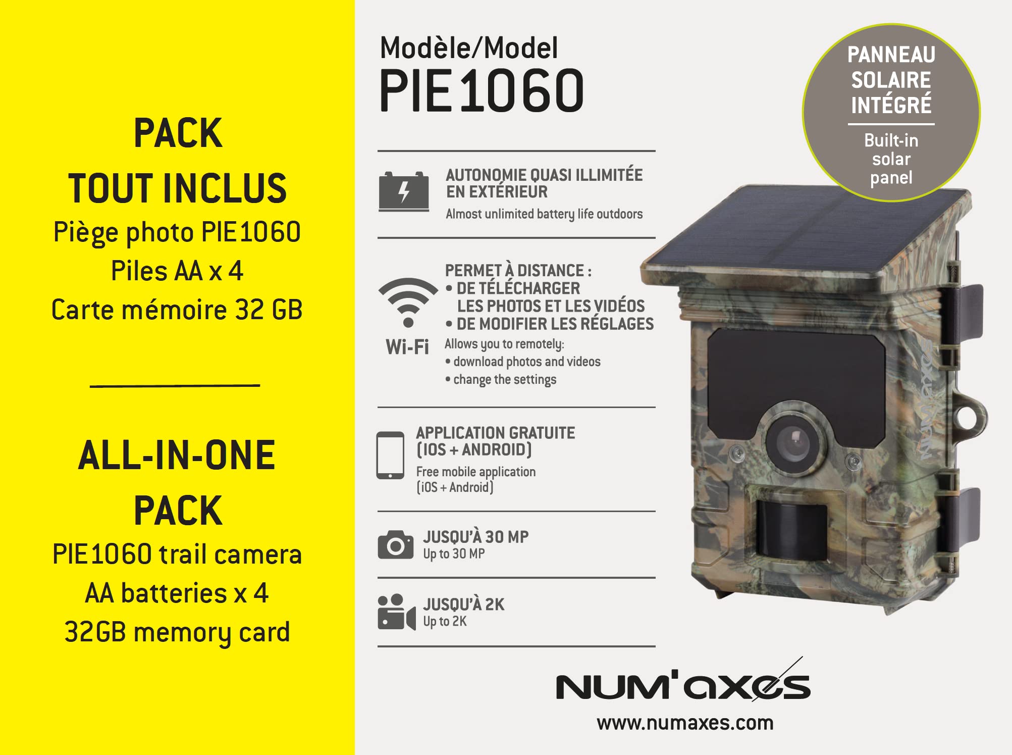 NUM'AXES - Pack Todo Incluido: Pieza fotográfica Exterior PIE1060 + Pilas + Tarjeta de Memoria