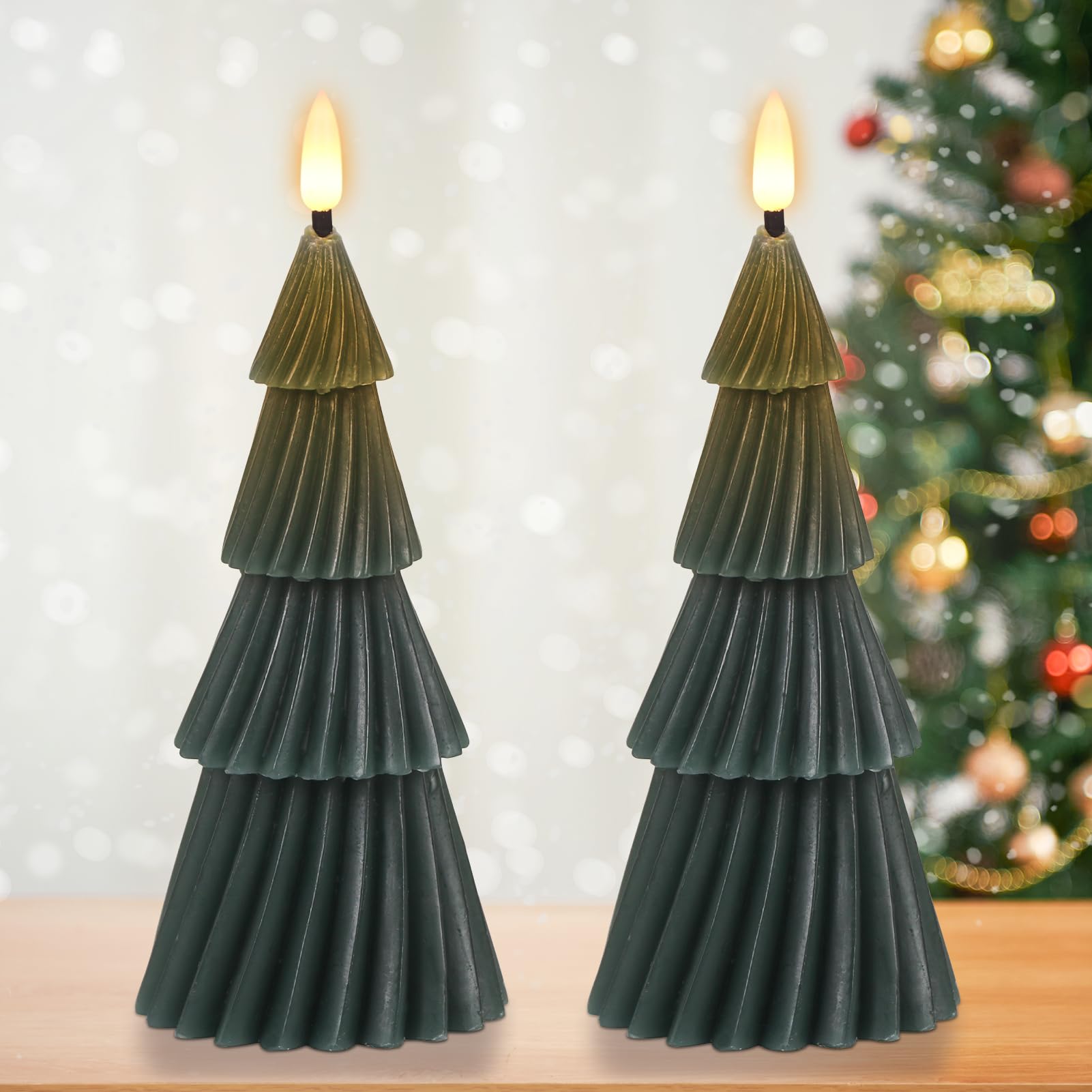 Eldnacele Christmas Tree Flameless Candles Battery Operated with Timer
