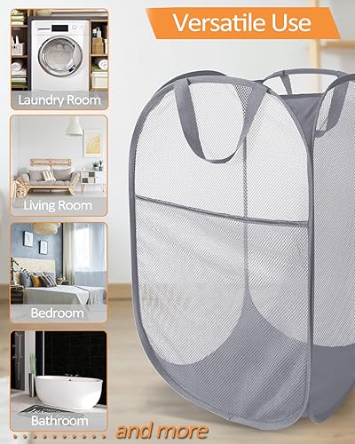 Miniatura 62 de Cestas plegables duraderas para lavandería, cesta desplegable resistente a desgarros para lavandería, cesta de ropa plegable con asas de transporte