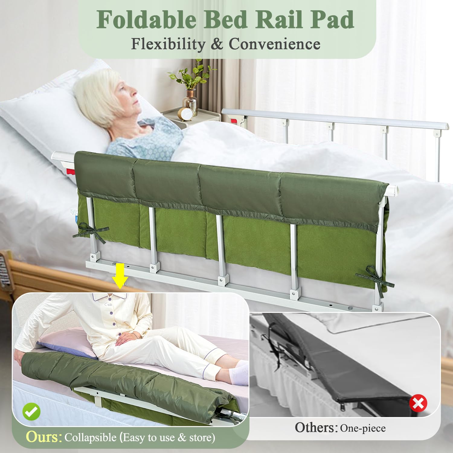 Coperture per sponde del letto per anziani e adulti, imbottiture per binari per letto ospedaliero, protezione per ringhiere mediche imbottite, copertura per guide laterali per adulti (121,9 cm)