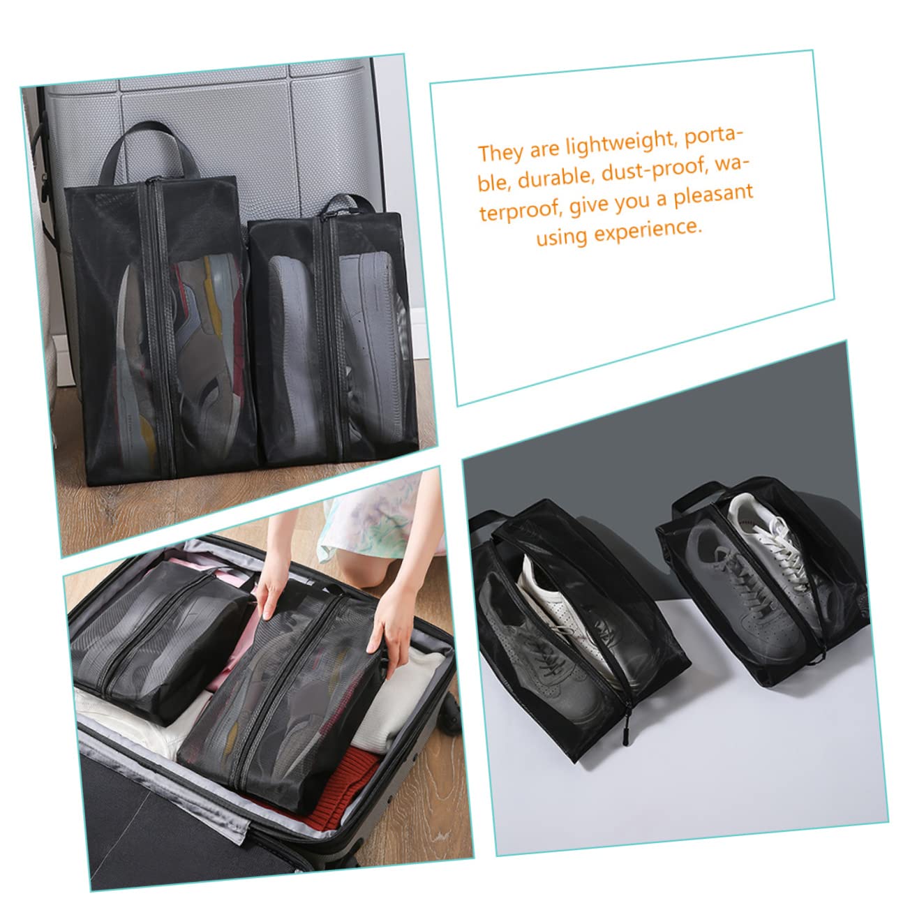 6stücke Tragbare Schuhtaschen Atmungsaktive Mesh Schuhbeutel Für Reisen Organizer Zur Aufbewahrung Von Schuhen Reiseaccessoire Für Ordentliche Gepäckorganisation