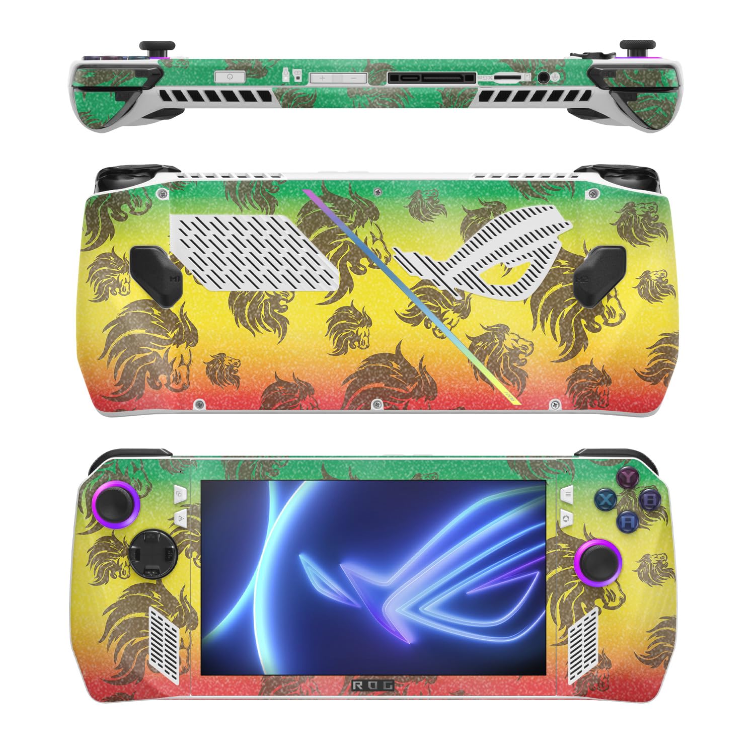 MightySkins Glossy Glitter Skin Compatible with Asus ROG Ally - Rasta Lion | Protective, Durable High-Gloss Glitter Finish | Easy to Apply, Remove, and Change Style