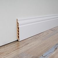 Art3d 8-Pack White High-Impact Polystyrene Baseboard Trim 56x3.2in - Glue-On Wall Molding for Durable Floor Protection