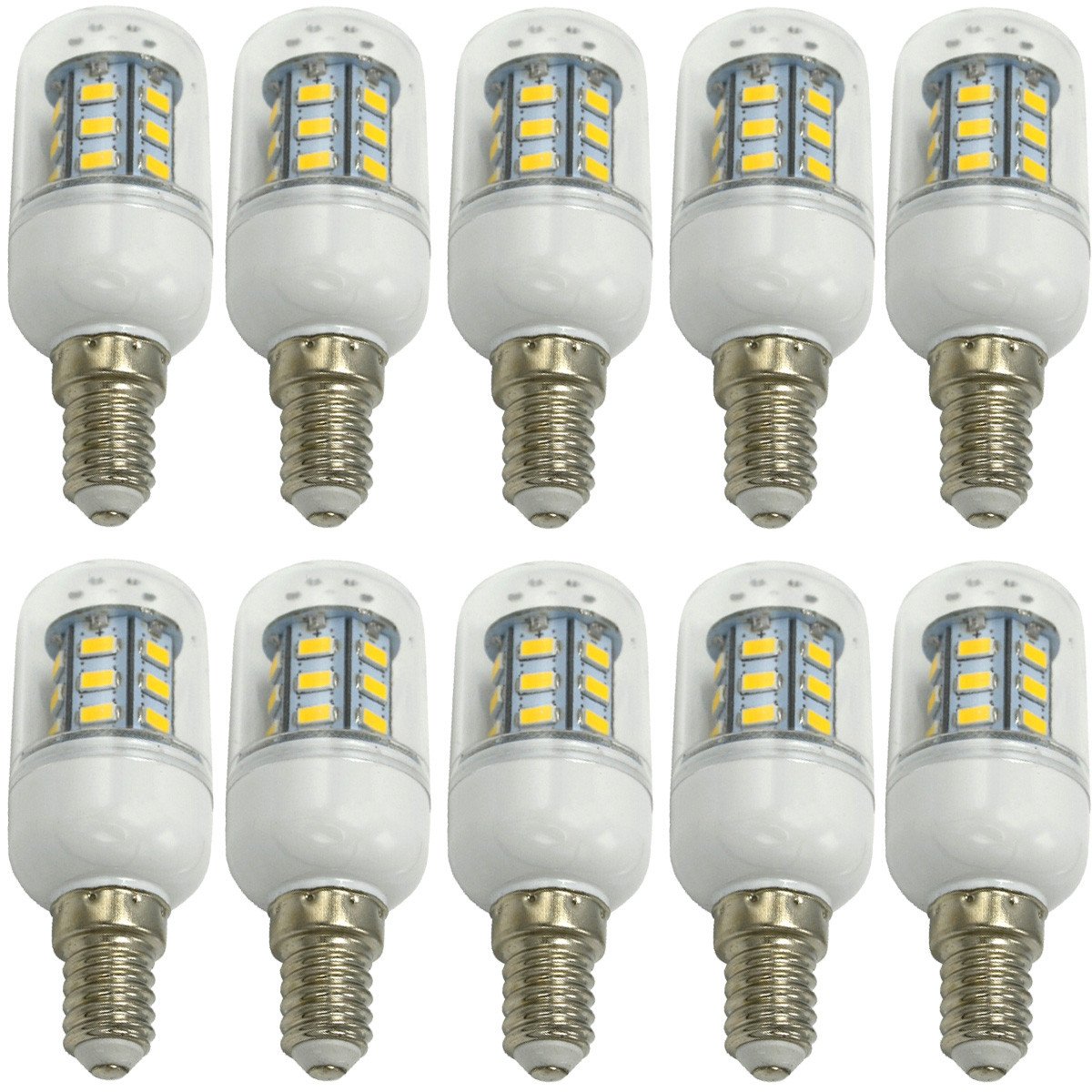 Aoxdi E14 LED Light Bulb 4W, 24 SMD 5730 E14 LED Lamp Non-Dimmable, AC220-240V, 10-Pack (Warm White)