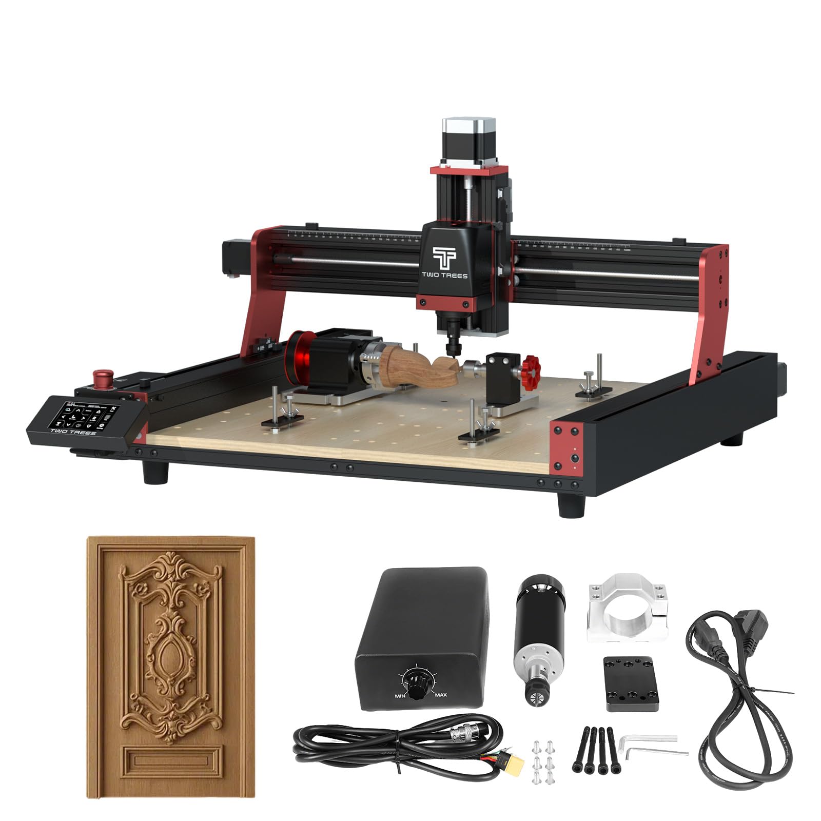 Twotrees TTC450 Pro CNC Fresatrice con quarto asse CNC, con motore a mandrino CNC da 500 W, fresatrice per metallo, macchina per incisione laser reversibile, macchina per incisione di legno, acrilico