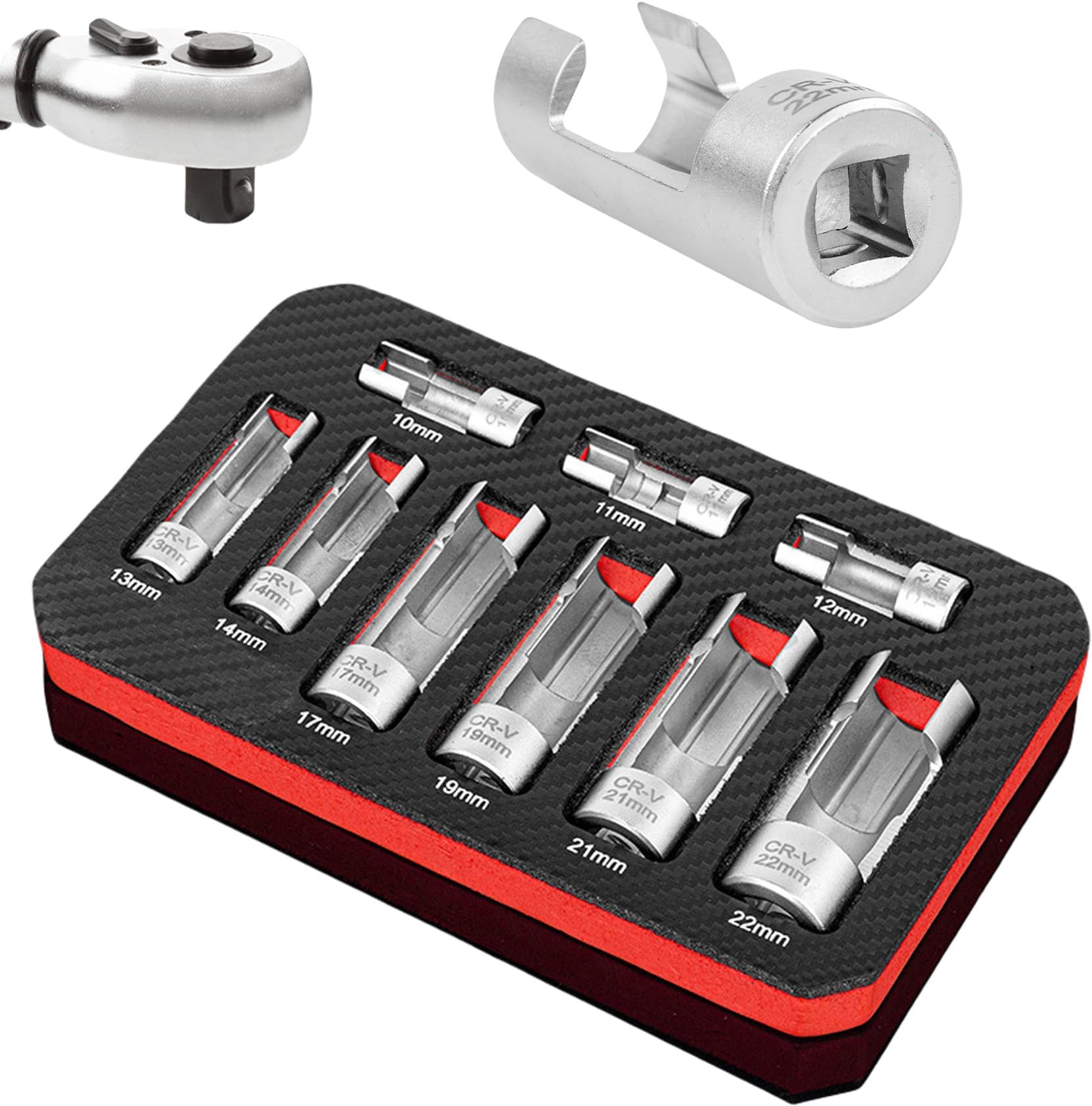 Donpidd Flare Nut Socket Set, 9pcs Slotted Set, Lug Nut Socket Set