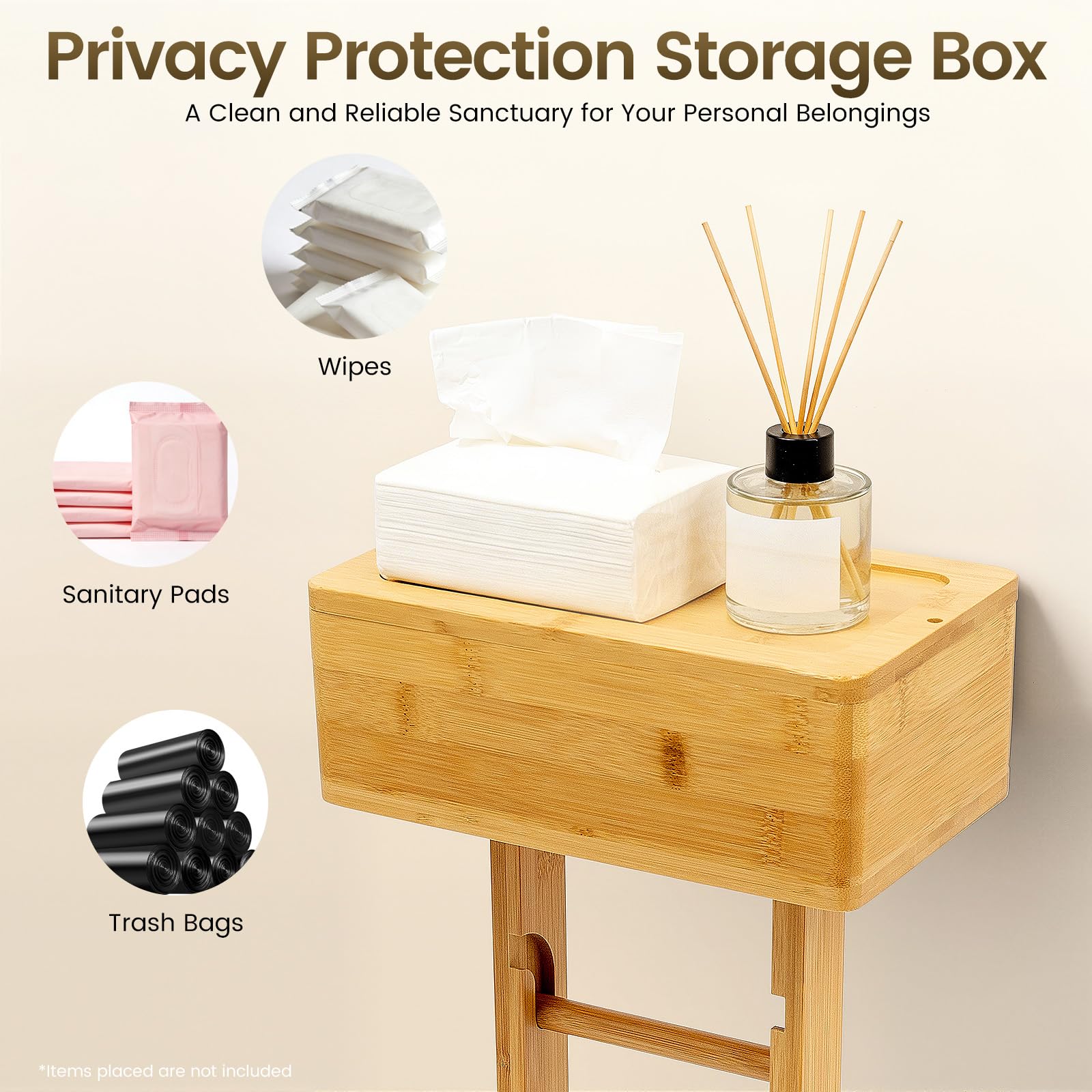 Portarrollos de papel higiénico de pie de bambú con almacenamiento, soporte de papel higiénico de bambú, soporte para papel higiénico con caja para toallitas húmedas (tapa de caja giratoria