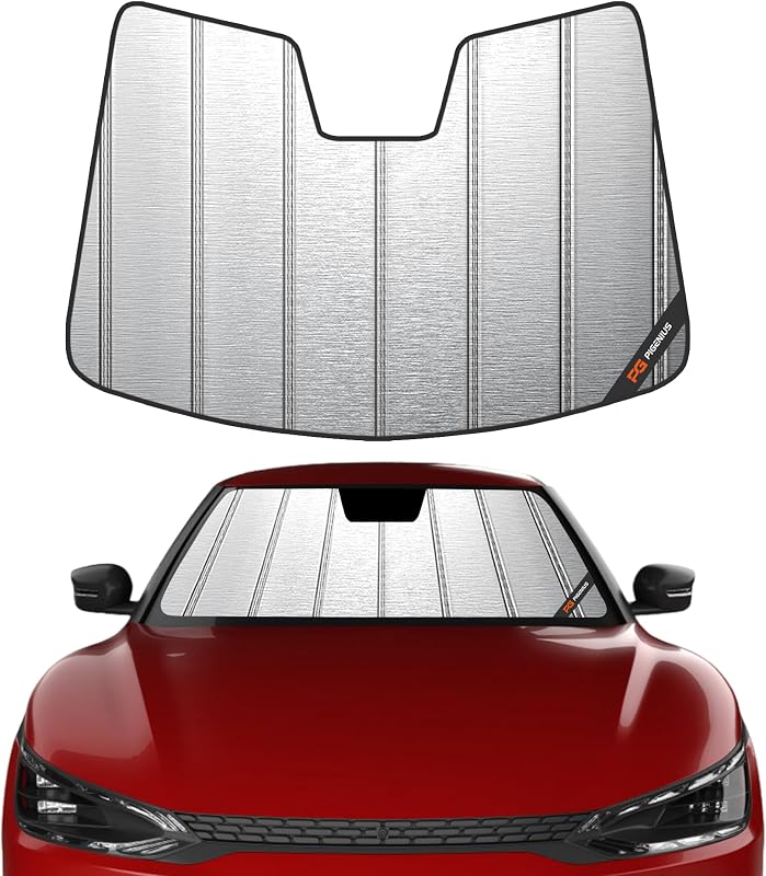 Protetor solar para para-brisa Pigenius compatível com Kia EV6 2022–2025, acabamento prata metálico