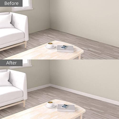 Miniatura 4 de Jaspond Base de pared de vinilo flexible para zócalo, 5 pulgadas x 20 pies, moldura de goma para despegar y pegar, base de pared de goma autoadhesiva