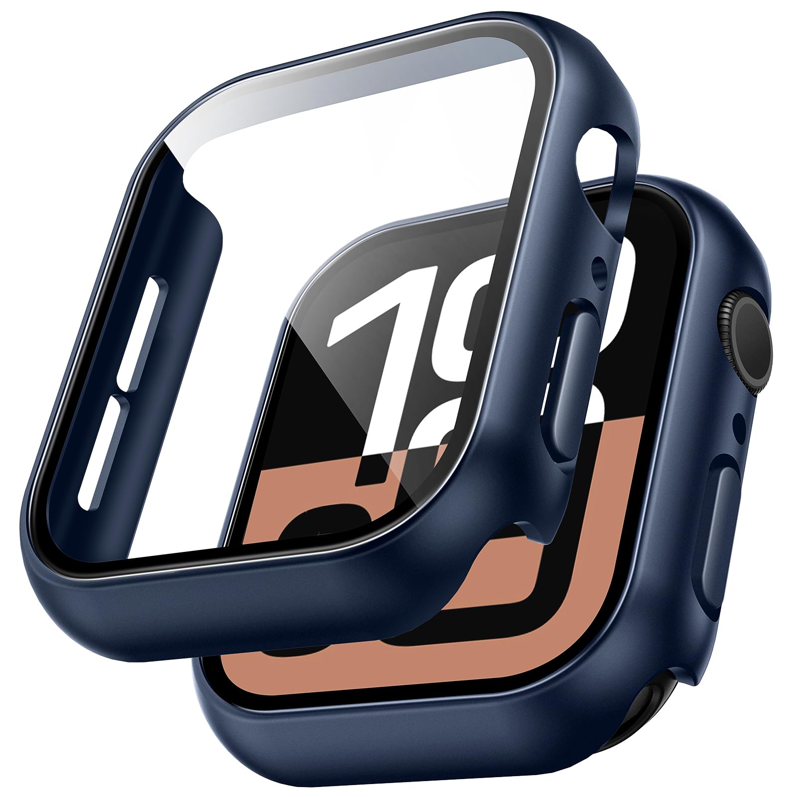 TAURI 2 Pack Hard Case for Apple Watch SE 3 /Series 6/5/4 /SE 44mm with 9H Tempered Glass Screen Protector, [Touch Sensitive] [Full Coverage] Slim Bumper Protective Cover for iWatch 44mm - Black — view 10
