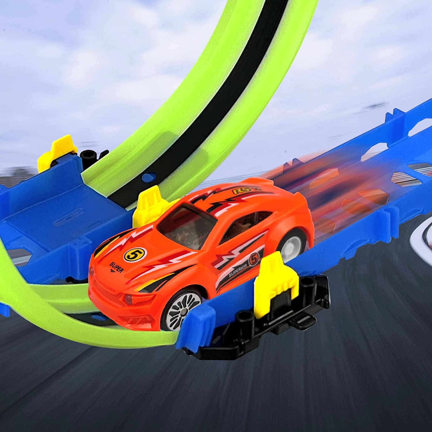 Electric Slot Car Set, HighSpeed Remote Control Race Car Track, Racing