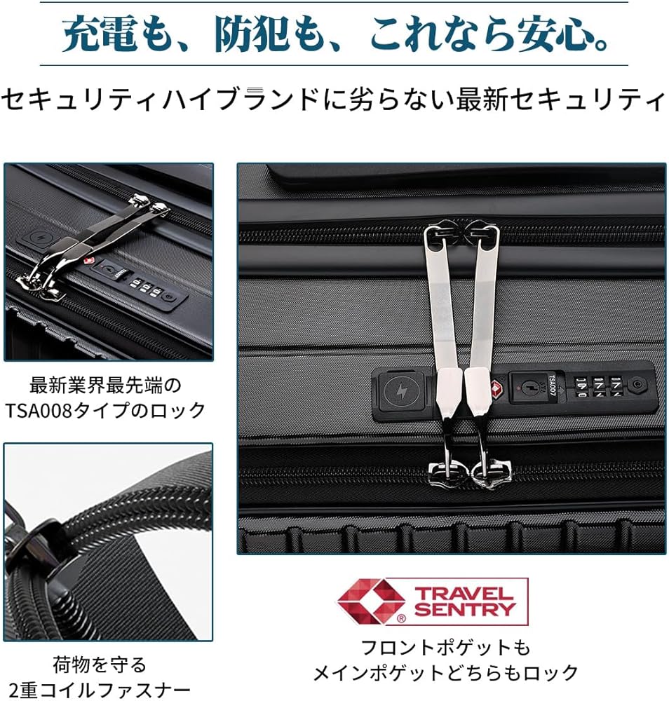 前開きトランクLL2枚組 PLUS ONE（スーツケース） スーツケース ストッパー 前開き 拡張