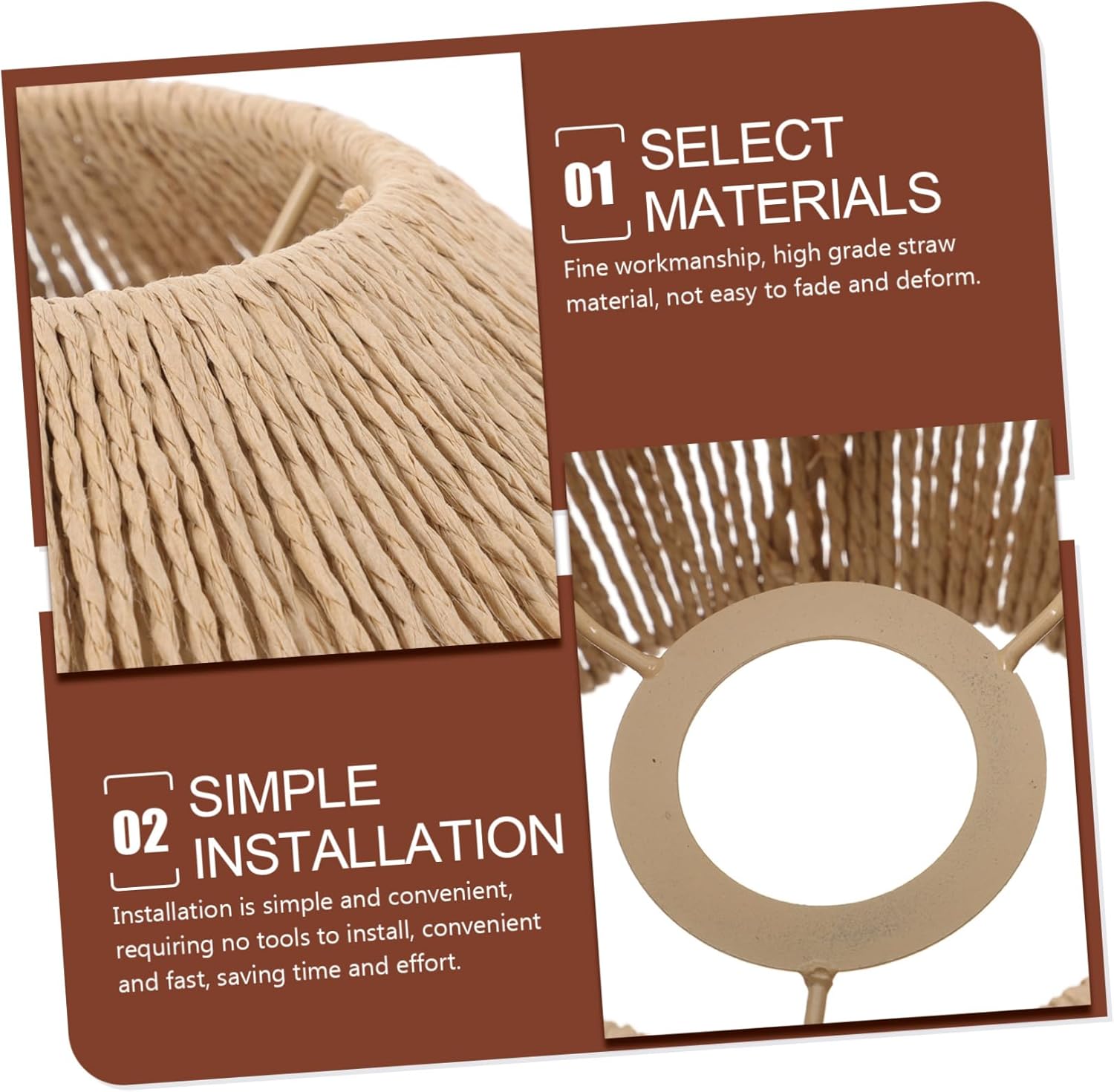 Woven Paper Lampshade for Ceiling Light Simulated Rattan Design Indoor Cover Barrel Style for Chandeliers and Wall Lamps Natural Atmosphere Decor