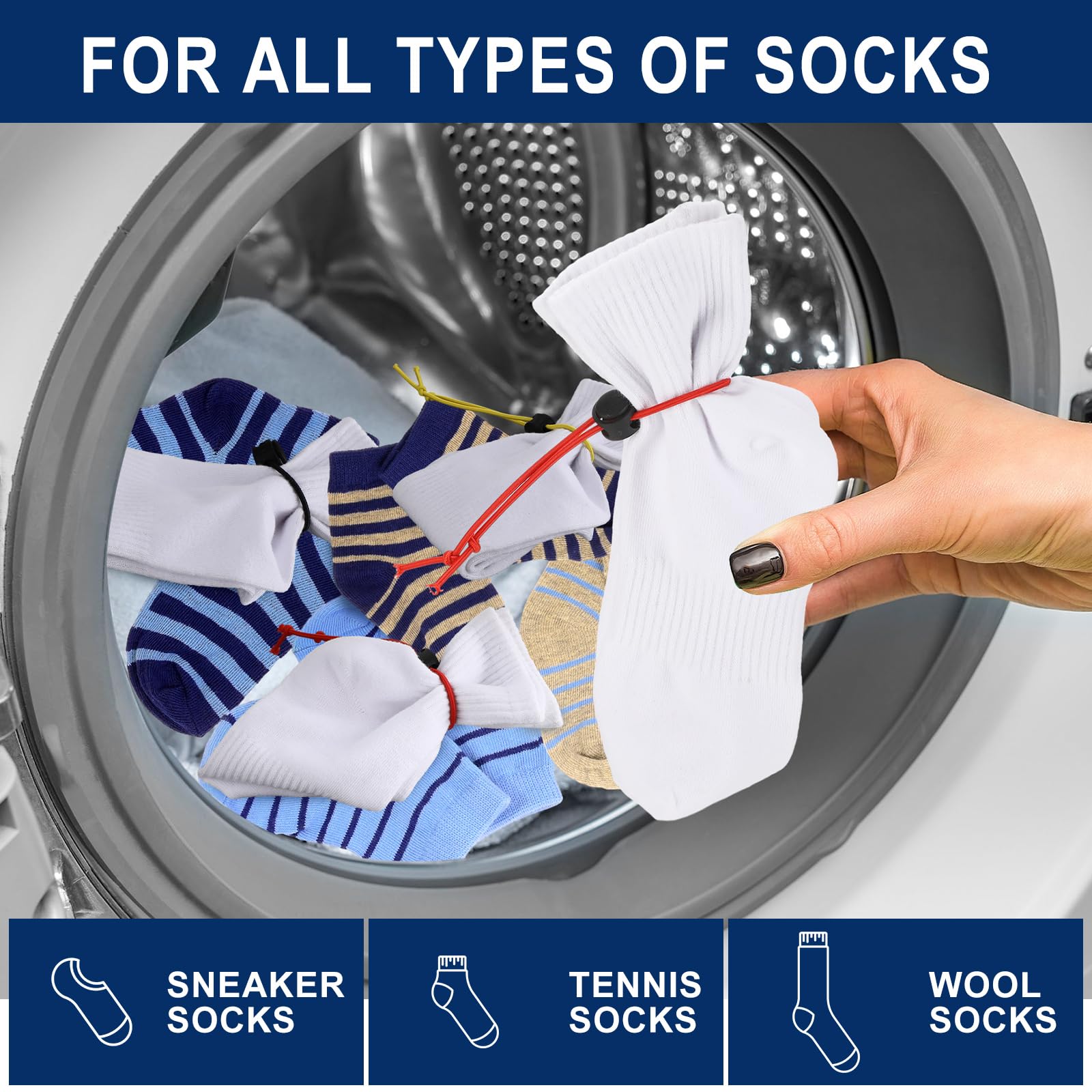 Grehge Sock Clips for Washing Machine, Sewing Clip with Hook, Steel