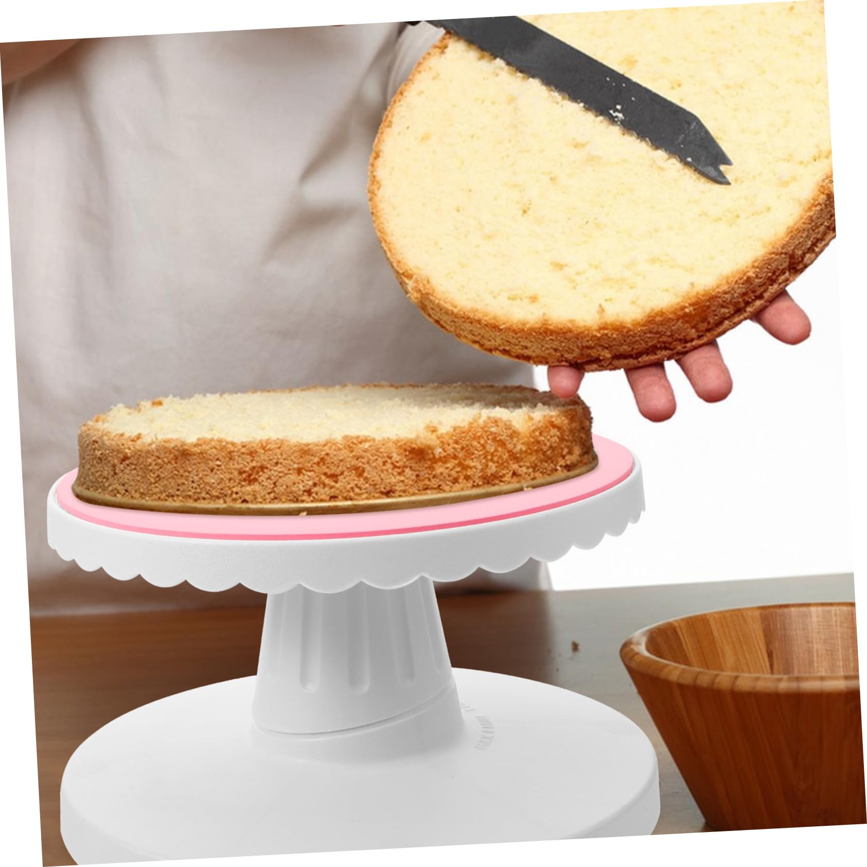 SOLUSTRE Mesa Giratoria para Pasteles de 10 Pulgadas en Plástico Rosa Función Antideslizante Que Mantiene el Pastel en Su Lugar Adecuado para Modelado y Cerámica