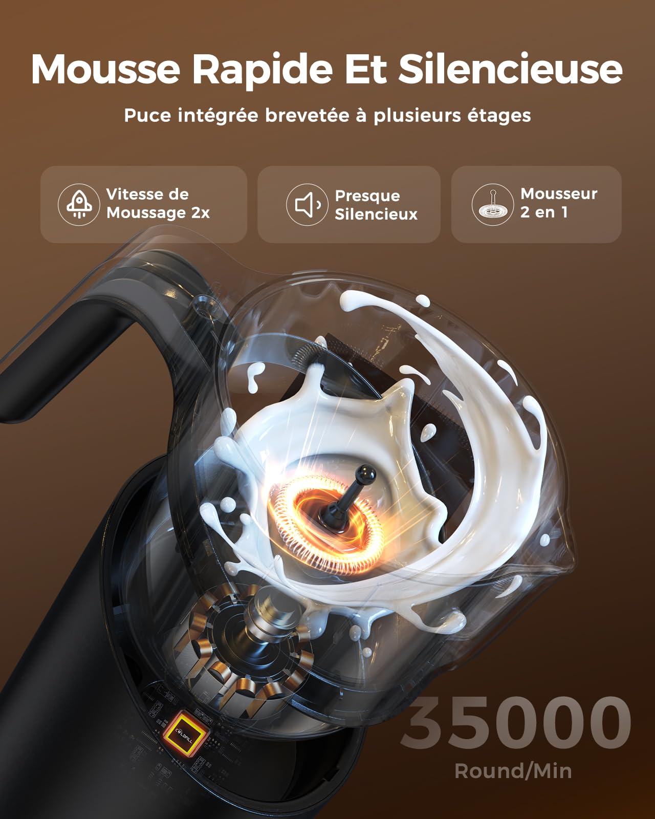 Mousseur à Lait Électrique 8-en-1 Chaud & Froid 400 ml
