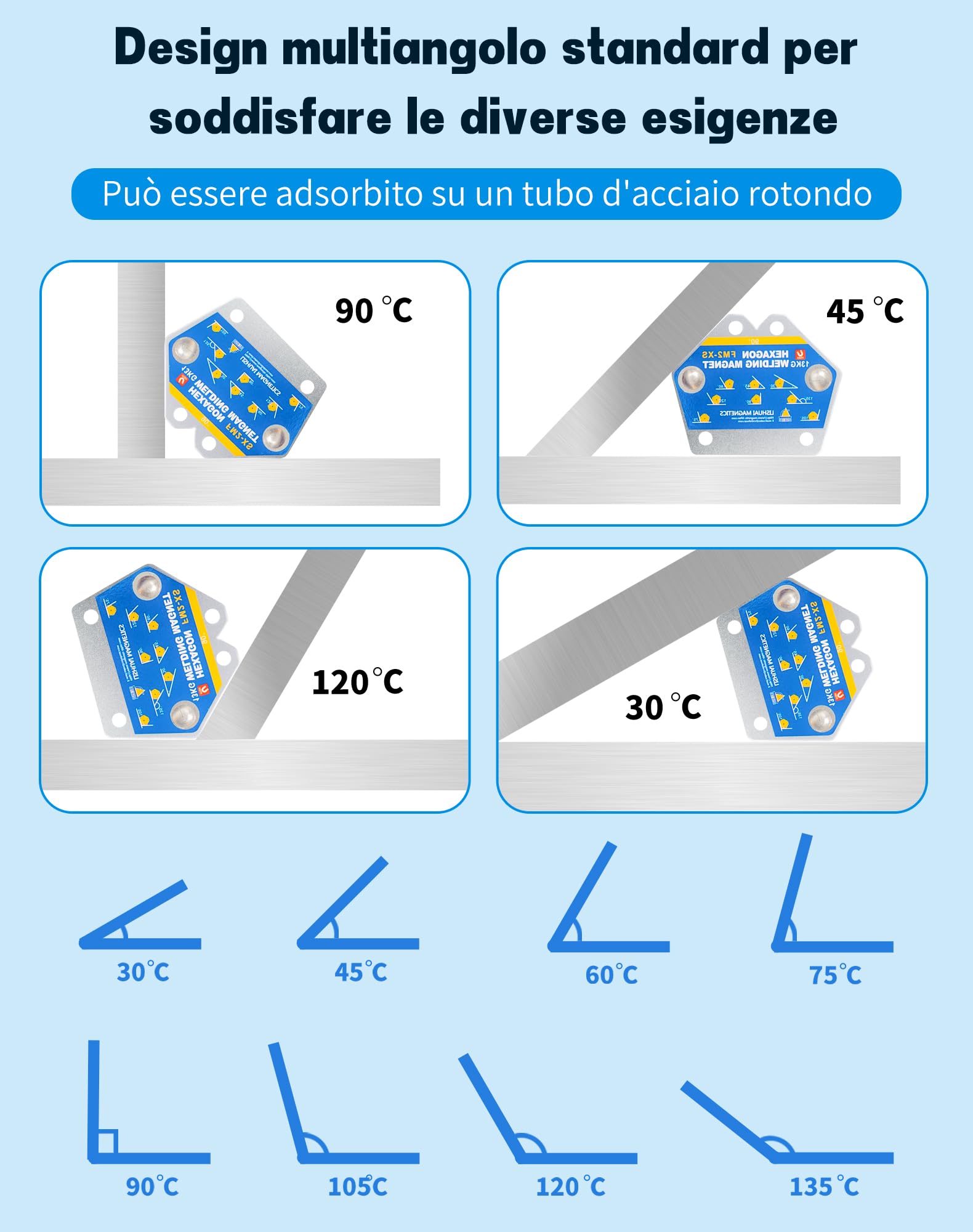 4 Équerres Magnétiques De Soudage LUNEKUCK - 13kg De Force, Angles 45° 90° 135°