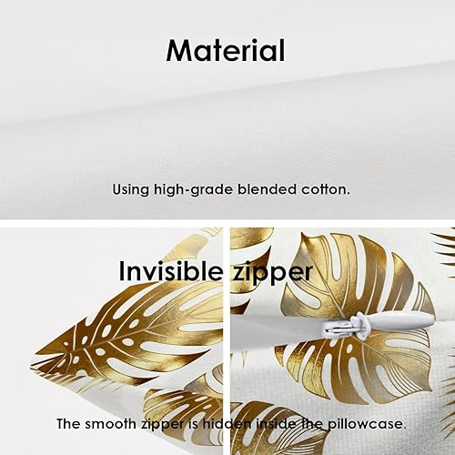 Miniatura 4 de Batmerry Fundas de almohada decorativas con hojas tropicales, diseño de hojas de palmera de Monstera, funda de almohada de doble cara para sofá,
