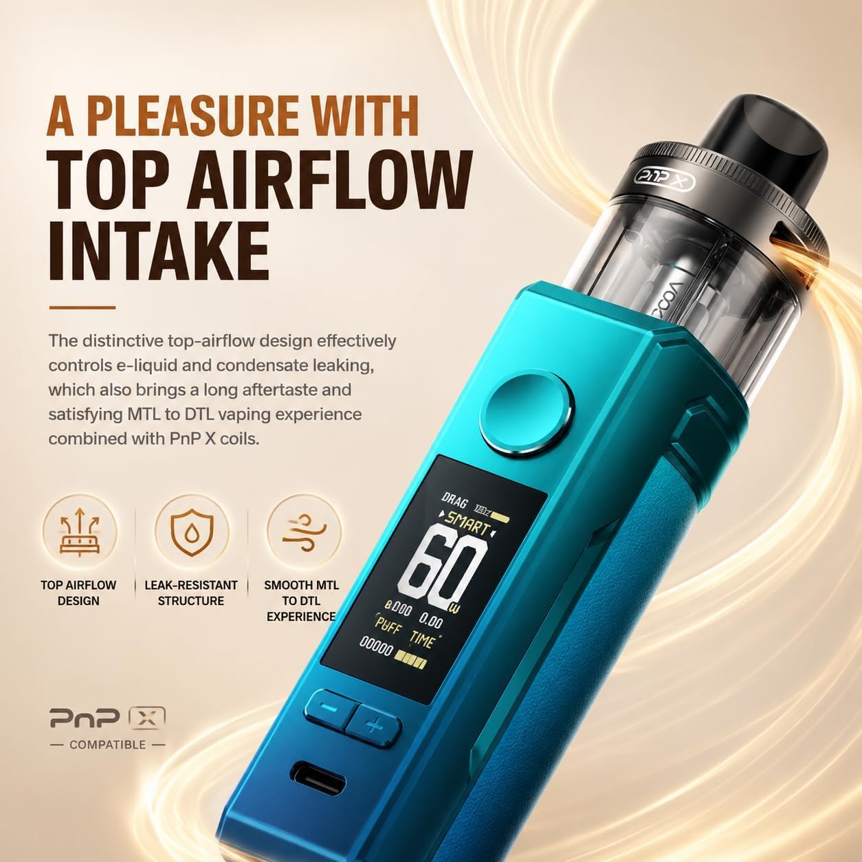 For VOOPOO Drag S2 Kit avec batterie intégrée de 2500 mAh, 5ml No Nicotine
