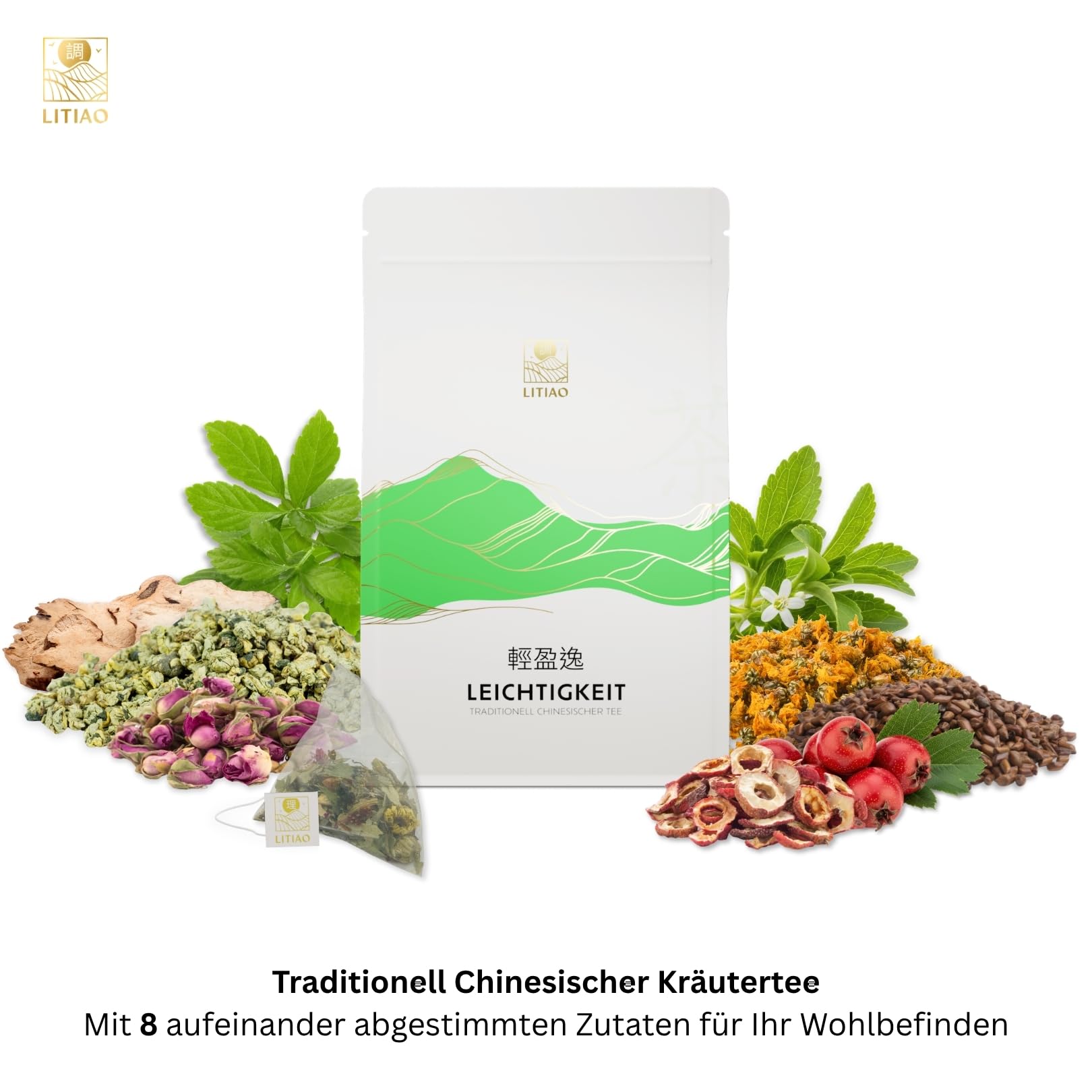 NEU - LITIAO® LEICHTIGKEIT Kräutertee mit 8 rein natürlichen TCM-Kräutern, 6er Set