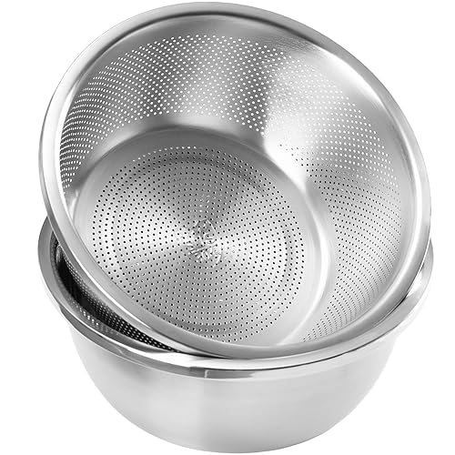 Colander and Bowl Set 5.0QT (2-in-1) - Thickened 304 Stainless