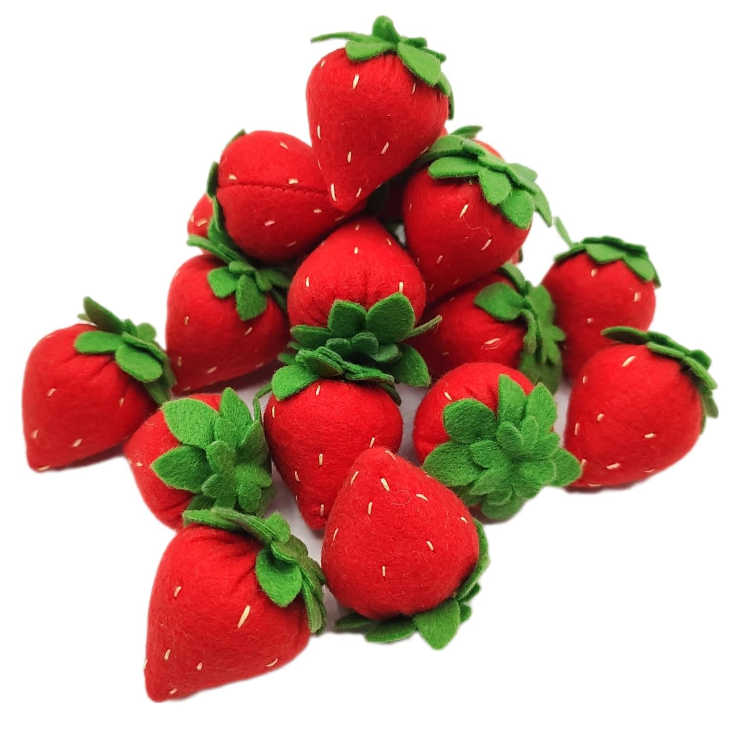 Strawberry felt play food, plush berries, decor for Valentine day, realistic toys