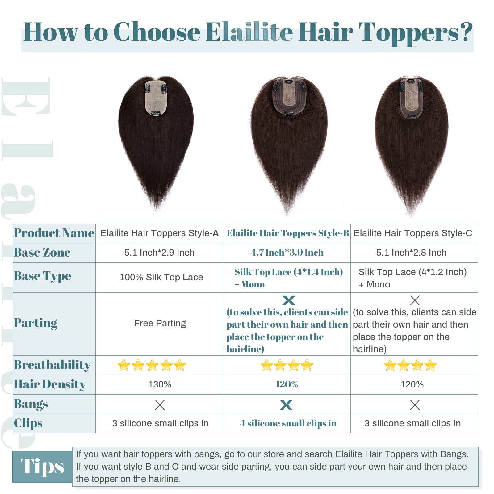Elailite Haarteil Echthaar Topper Clip in Toupet Frauen Seide Basis Clip in Extensions Haarverlängerung 130% Dichte Remy Silk Base Glatt 45cm 57g #02 Dunkelbraun