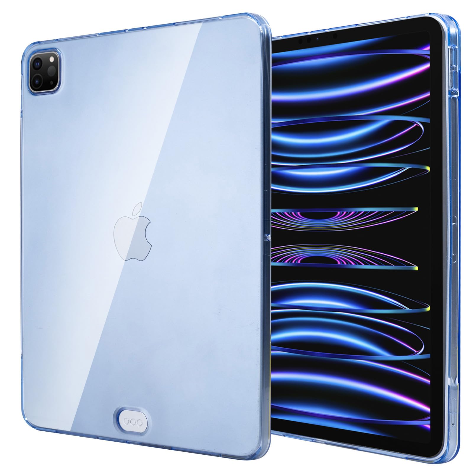 LOOKSEVEN Clear Blue Case for iPad Pro 11 inch 2022, 2021, 2020 (4th, 3rd, 2nd Generation), Soft Slim Lightweight Transparent TPU Back Cover