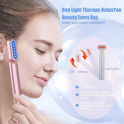 Miniatura 4 de Terapia de luz roja para cara, 7 en 1 terapia de luz LED, equipo de ojos para el cuidado de la piel en casa terapia de luz roja, masajeador facial