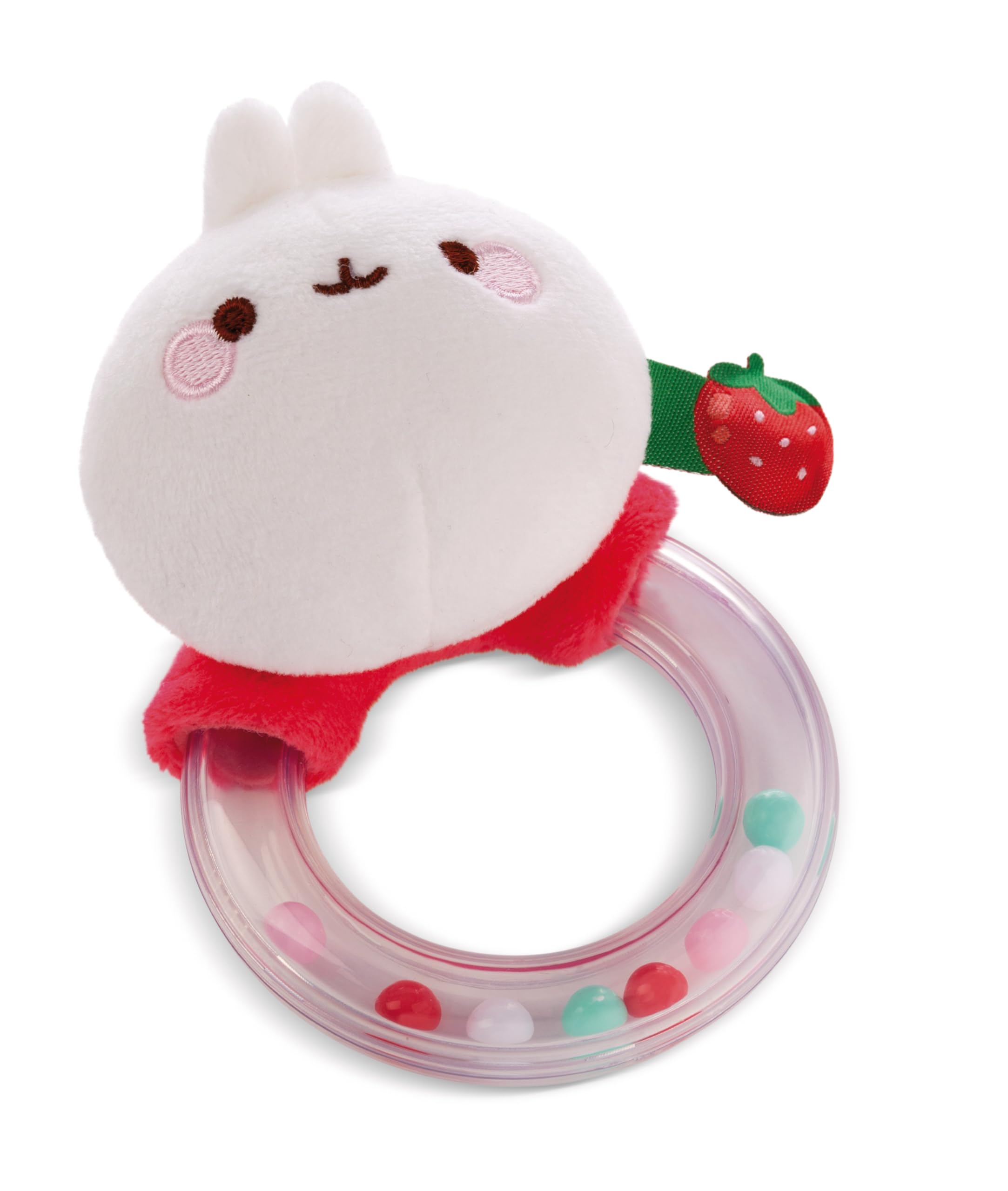 NICI 49479 Rattle Ring MOLANG 11cm White-Cuddly Toy for Babies and Toddlers to Grab, Cuddle, Discover and Fall Asleep