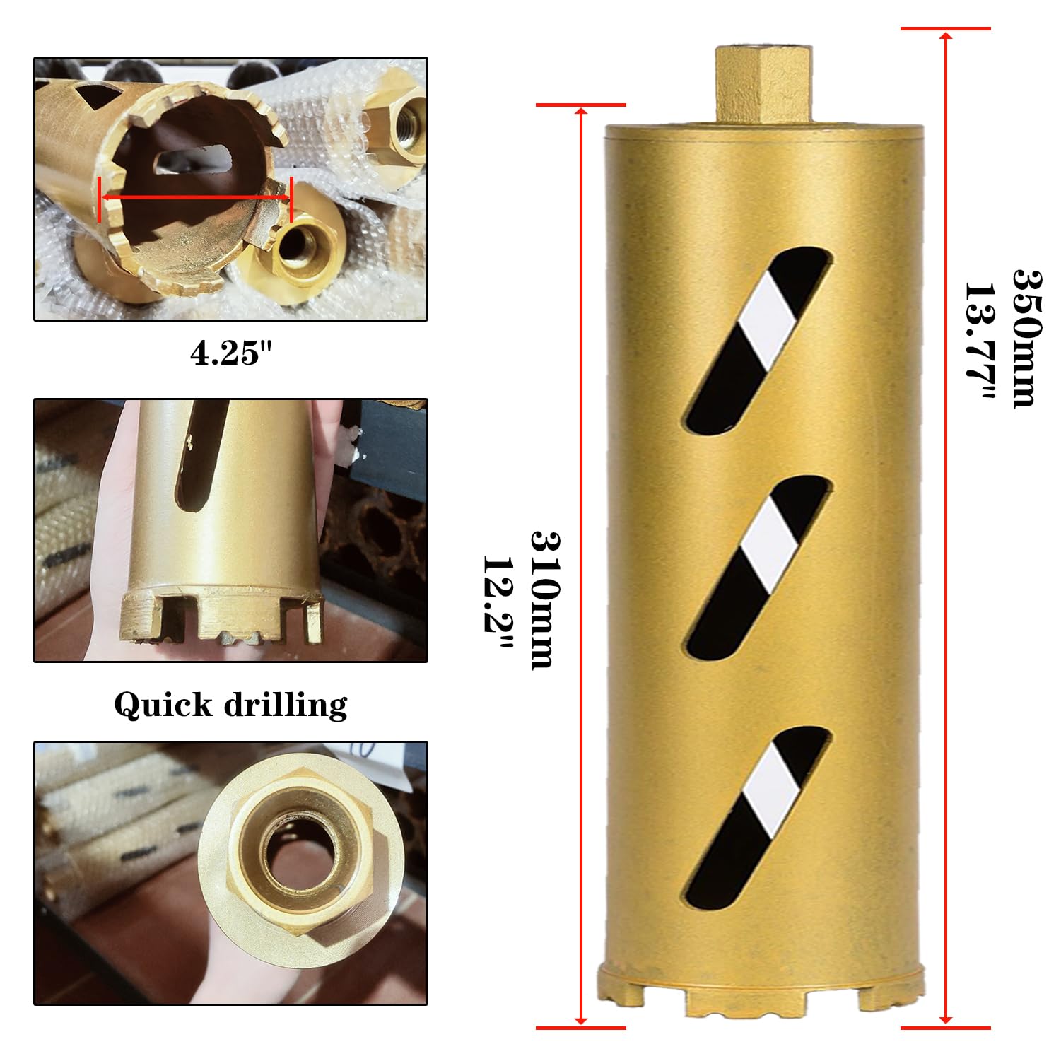 Dry Core Drill Bits - 13in Depth, Diamond Segment -2
