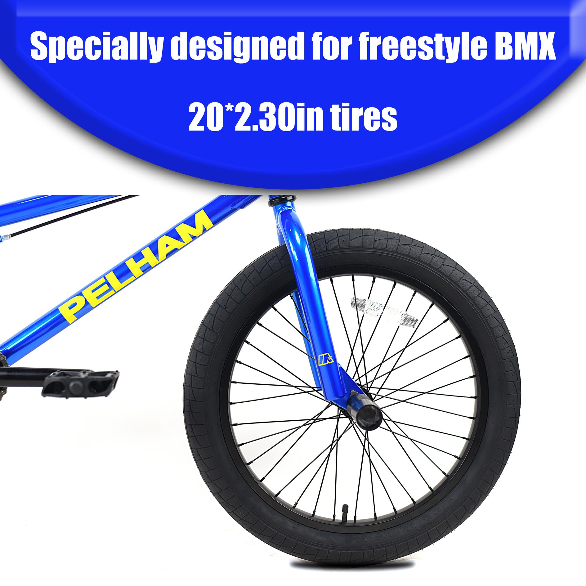 |  20インチBMXバイクバイクトライアル、スタントアクション自由式BMX自転車、初心者レベルから上級ライダーに適したプロフェッショナル高強度高炭素鋼フレームBMXプロフェッショナルストリートBMXバイク大人子供,ブルー  | ORDLBMX | BMX