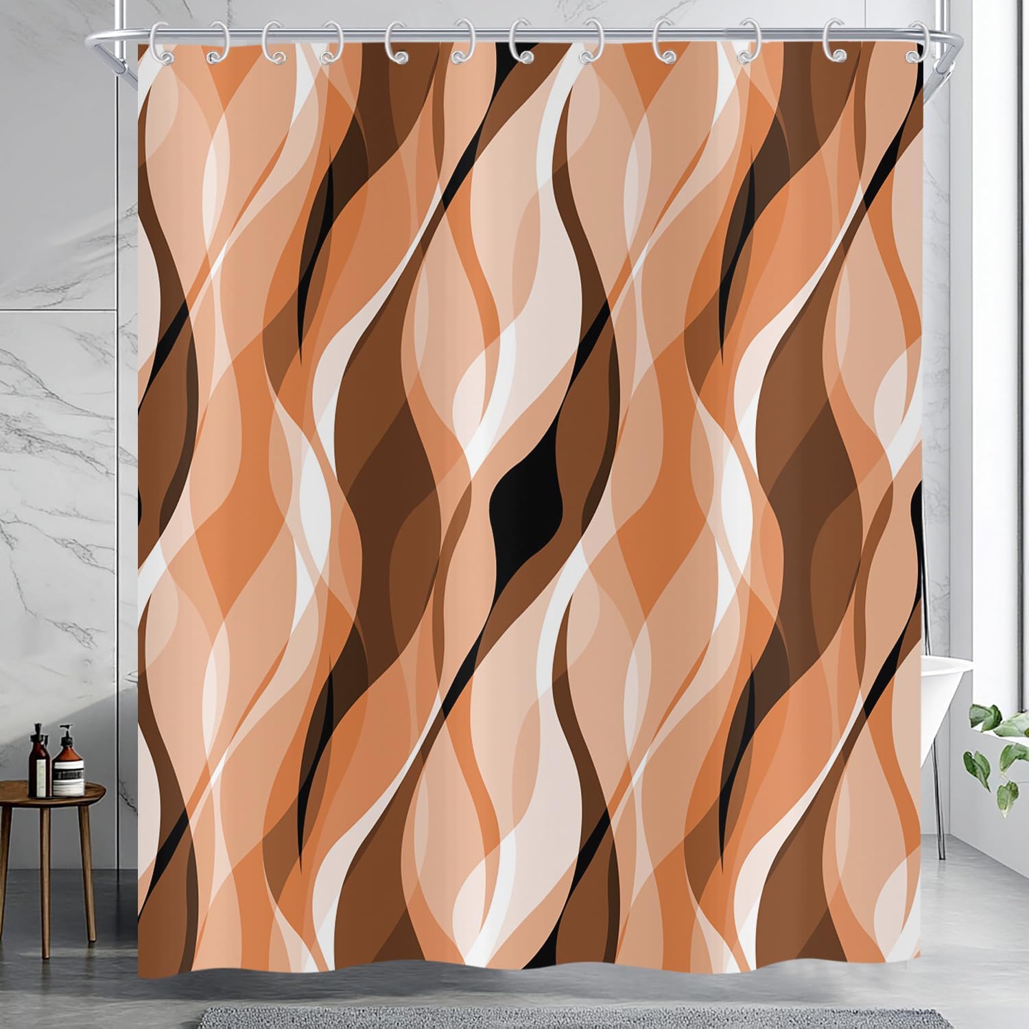 Rideau de douche orange abstrait 70x181 pour illuminer votre routine matinale