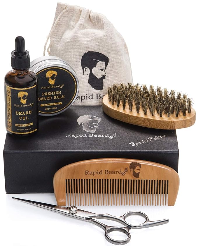 Beard Grooming & Trimming Kit for Men Care Beard Brush
