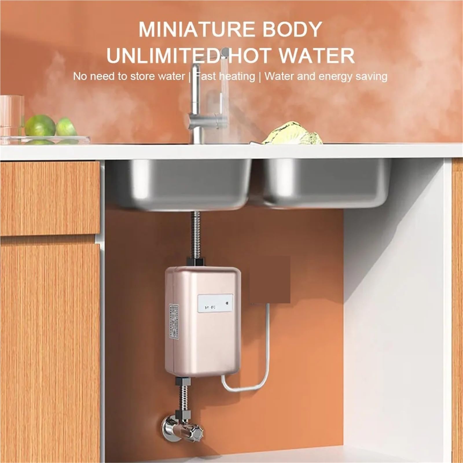 Scaldabagno elettrico istantaneo in acciaio inox 304, 3800 W, 0,04 Pa, for doccia/bagno/lavaggio della cucina Quotidiano domestico