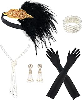 1920s Gatsby Costume Accessories Set for Women, 6Pcs 20s Women Flapper Accessories for 1920s Party