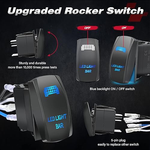 Miniatura 8 de OFFROADTOWN Barra de luz LED de 40 pulgadas con arnés de cableado de 16.4 pies, luz de conducción de una sola fila de 350 W, haz combinado de